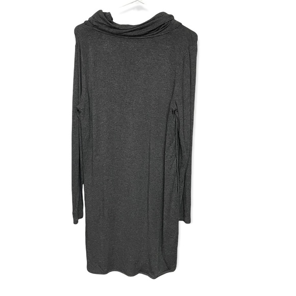 Lou & grey charcoal heather cowl neck long sleeved knit mini shift dress, medium - Picture 3 of 9